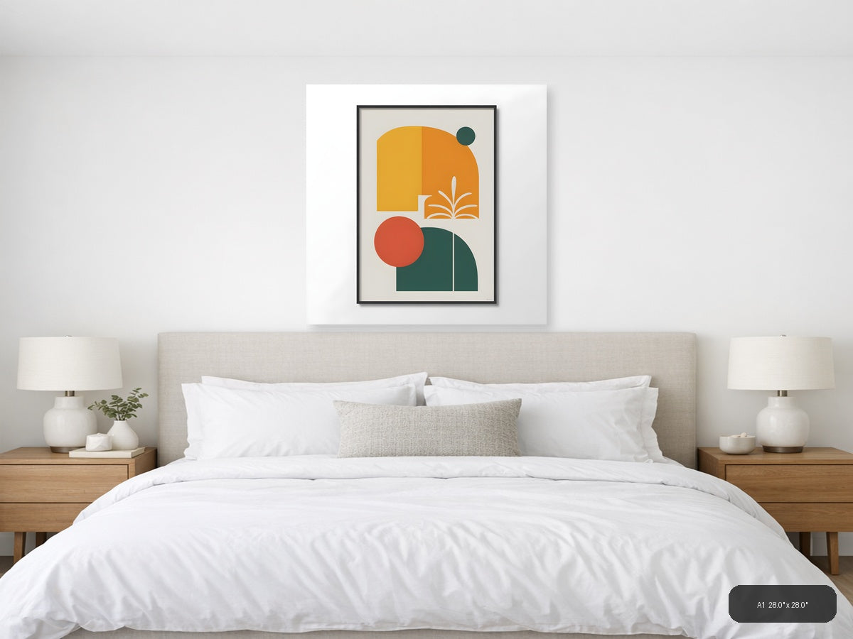 Minimalist Books and Circles Geometric Wall Art — A1 / Bedroom