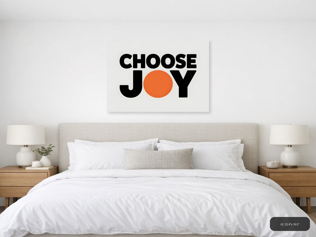 Choose Joy Minimalist Orange Circle Wall Art — A2 / Bedroom