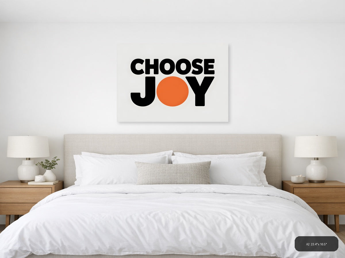 Choose Joy Minimalist Orange Circle Wall Art — A2 / Bedroom