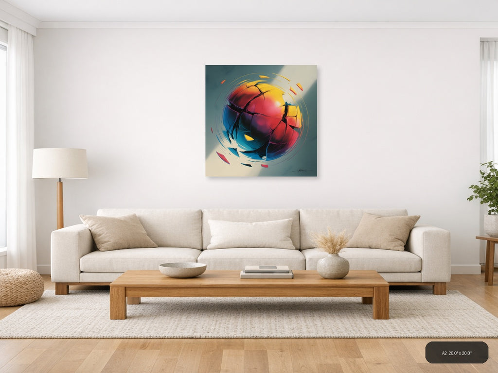 Colorful Abstract Geometric Sphere Wall Art — A2 / Living Room