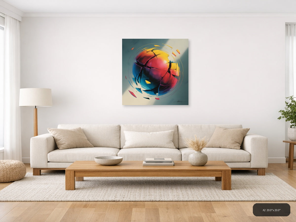 Colorful Abstract Geometric Sphere Wall Art — A2 / Living Room