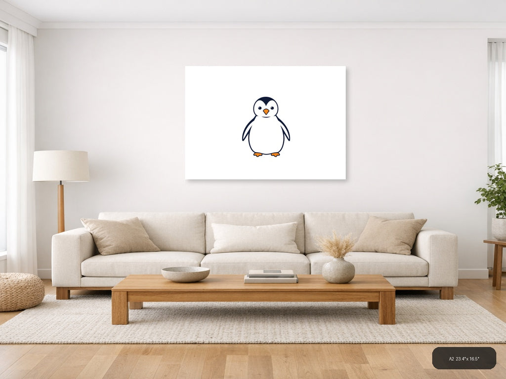 Minimalist Penguin Illustration Wall Art — A2 / Living Room