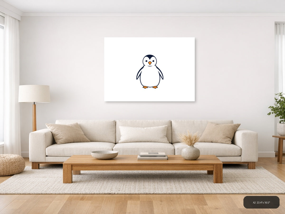 Minimalist Penguin Illustration Wall Art — A2 / Living Room