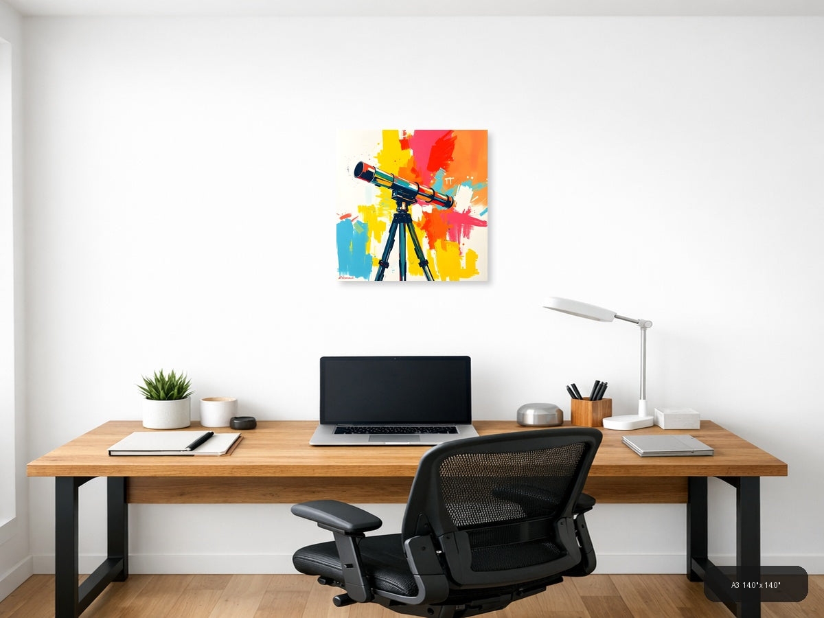 Colorful Telescope Abstract Splatter Wall Art — A3 / Office