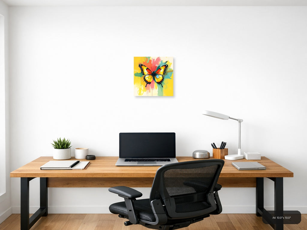 Colorful Abstract Butterfly with Paint Splash Wall Art — A4 / Office