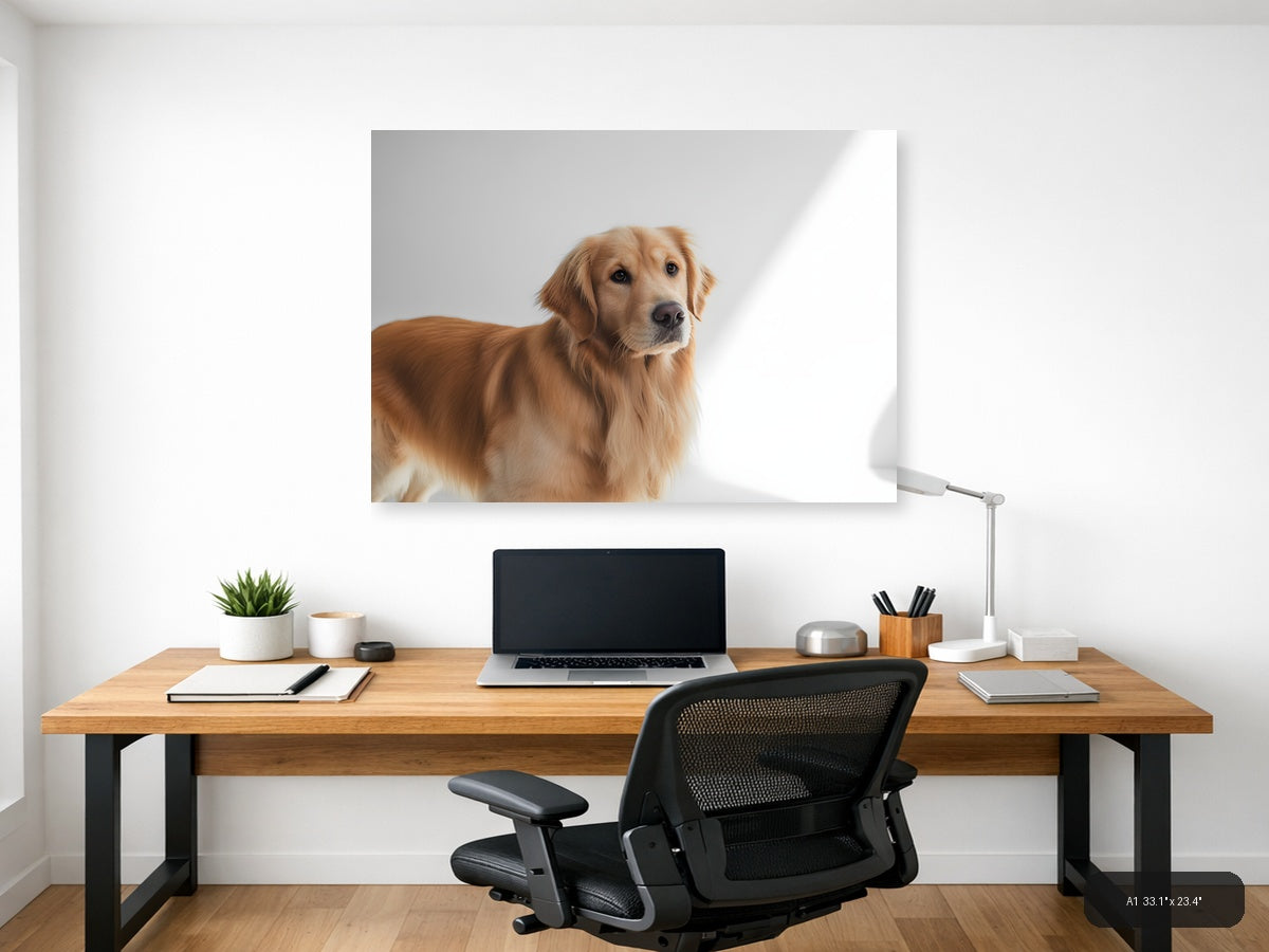 Golden Retriever Portrait Minimalist Wall Art — A1 / Office