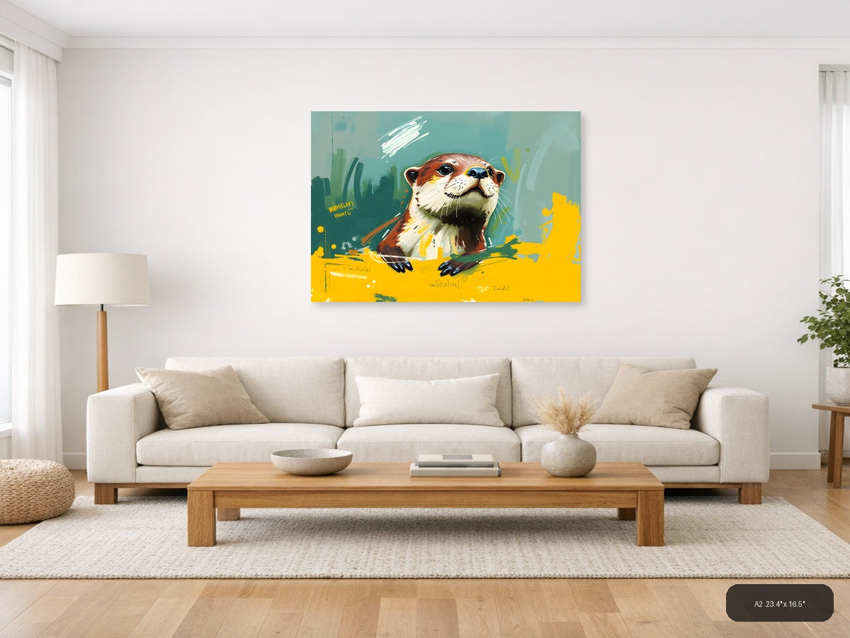 Colorful Otter Abstract Portrait Wall Art — A2 / Living Room