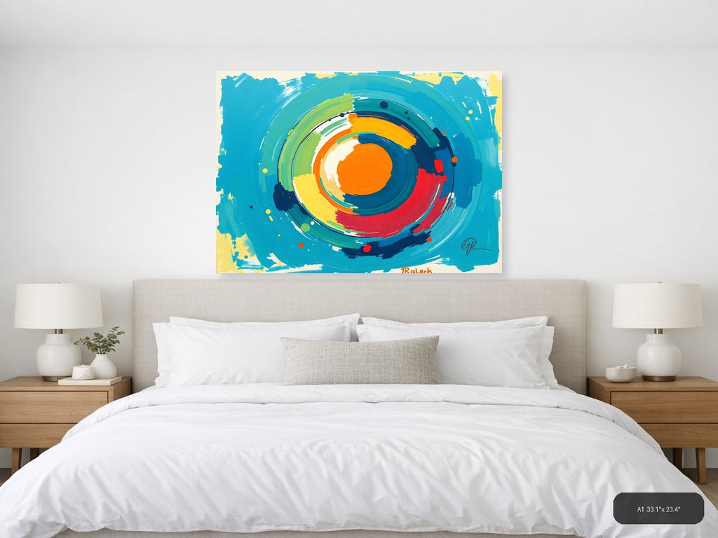 Colorful Abstract Concentric Circles Modern Wall Art — A1 / Bedroom