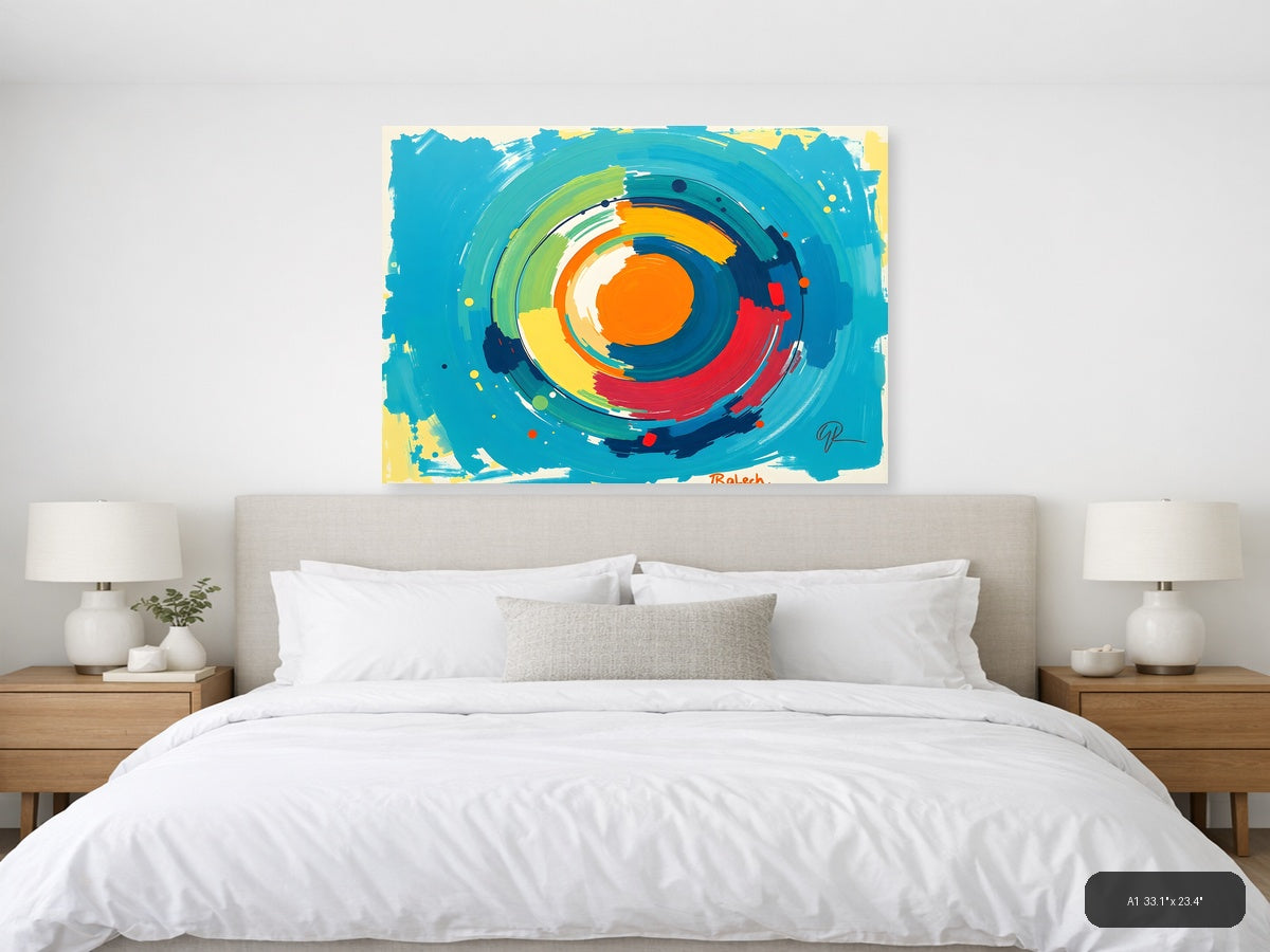 Colorful Abstract Concentric Circles Modern Wall Art — A1 / Bedroom