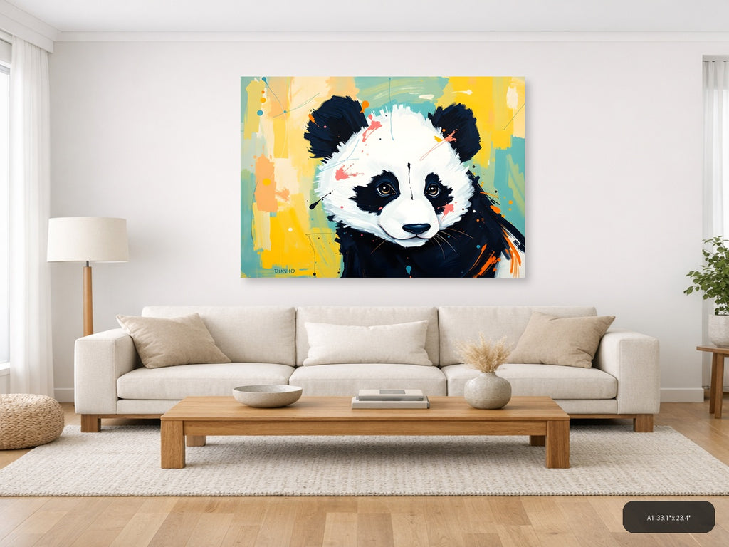 Abstract Panda Face Pop Art Modern Wall Art — A1 / Living Room