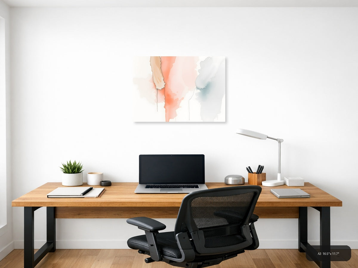 Abstract Watercolor Map Landscape Wall Art — A3 / Office