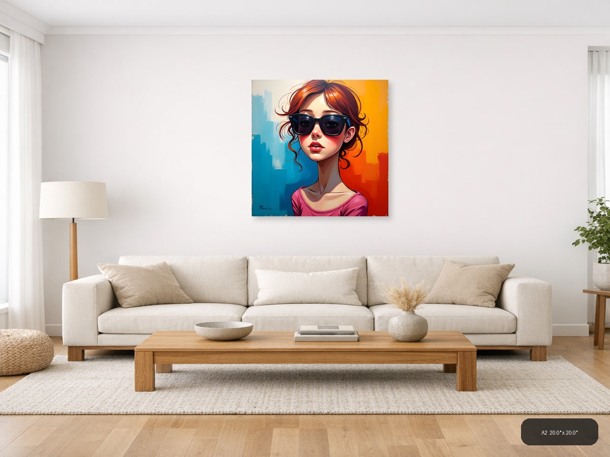 Modern Pop Art Woman with Sunglasses Urban Wall Art — A2 / Living Room