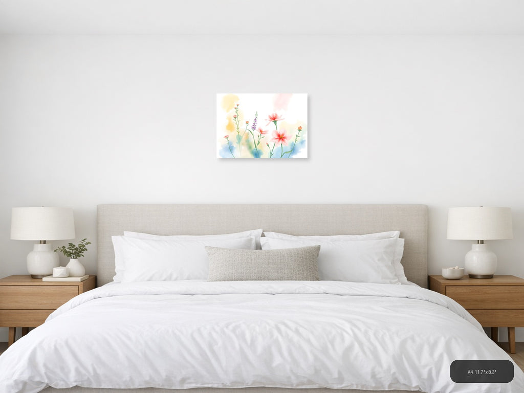 Watercolor Garden Flowers - Pastel Botanical Wall Art — A4 / Bedroom