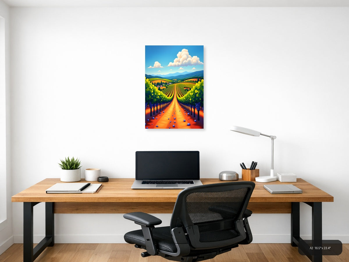 Vibrant Vineyard Valley Abstract Landscape Wall Art — A2 / Office
