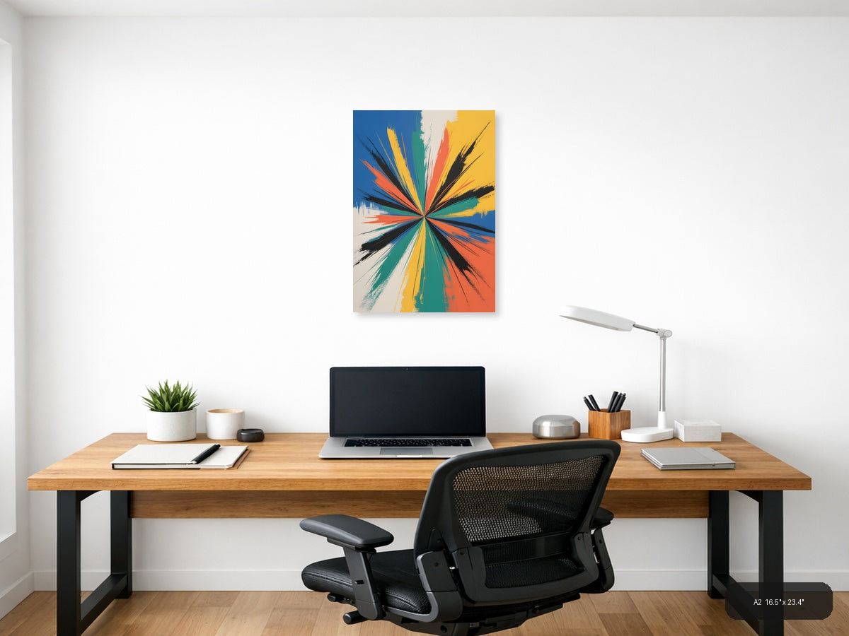 Colorful Radial Burst Abstract Modern Wall Art — A2 / Office