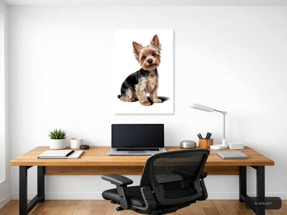 Yorkshire Terrier Portrait Minimalist Wall Art — A1 / Office
