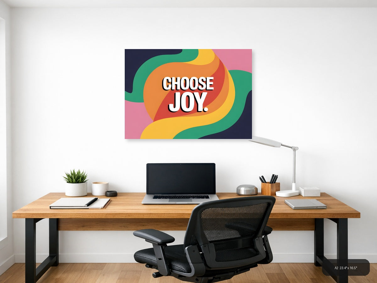 Choose Joy Colorful Abstract Wave Photography Wall Art — A2 / Office