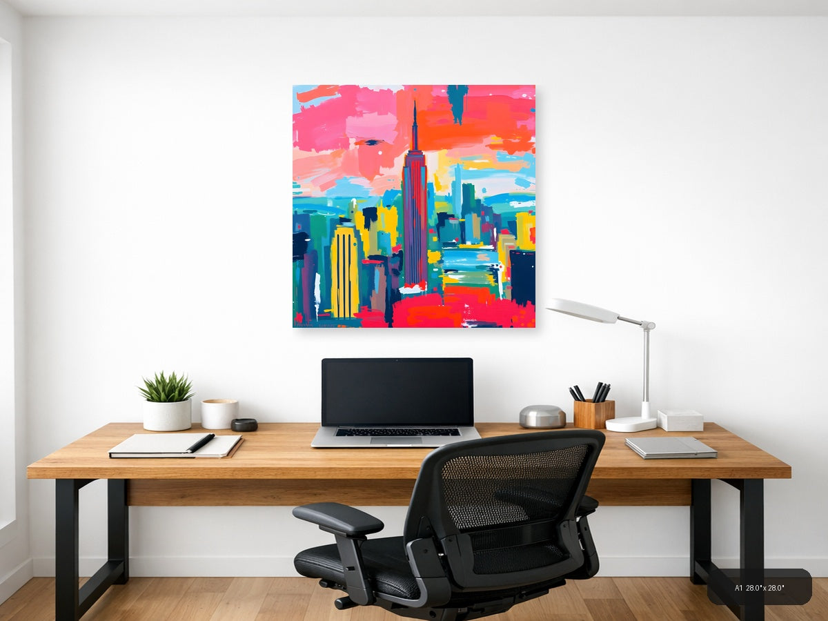 Vibrant Abstract New York City Skyline Wall Art — A1 / Office