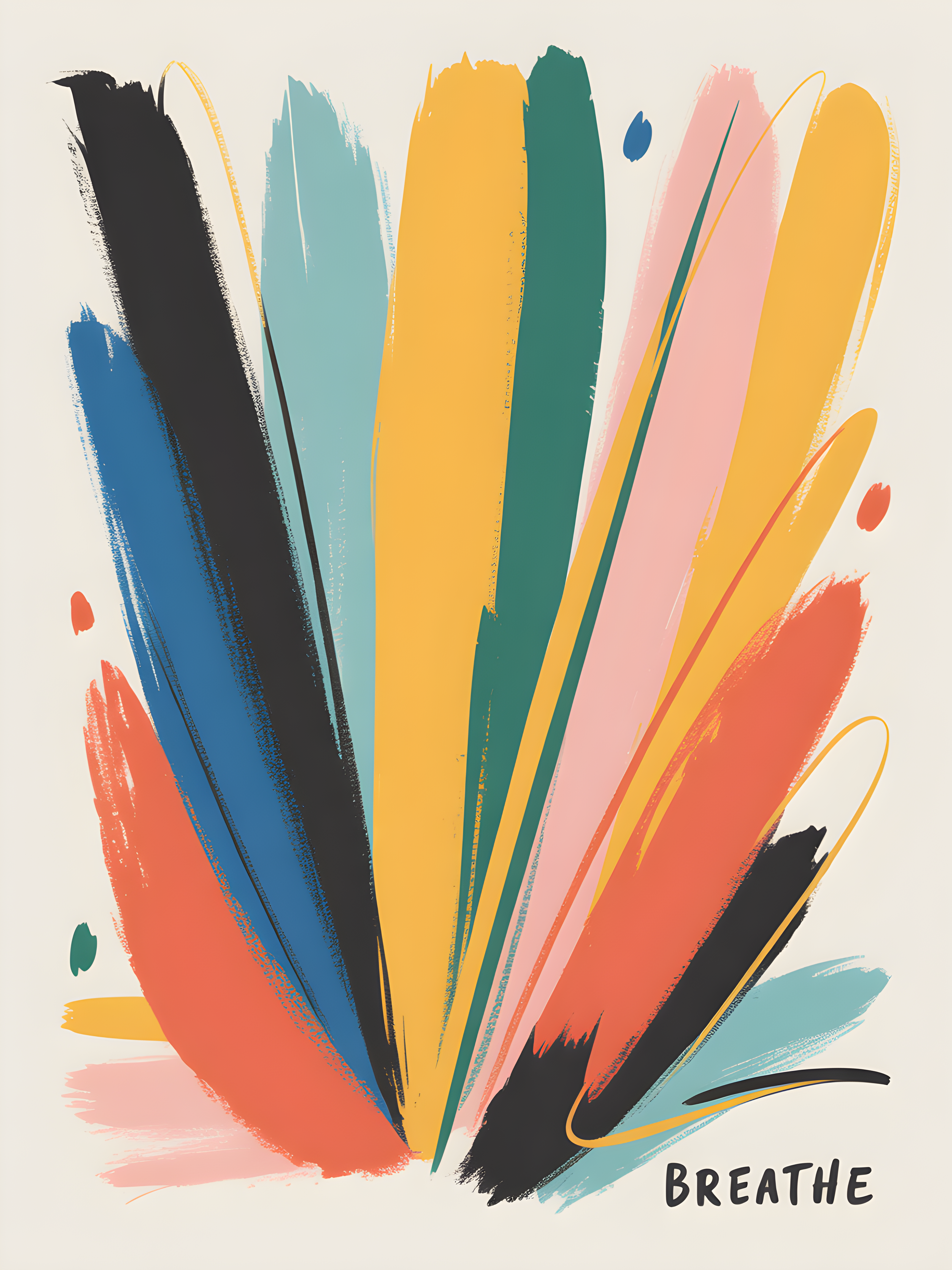 Colorful Abstract Brushstrokes 'Breathe' Wall Art