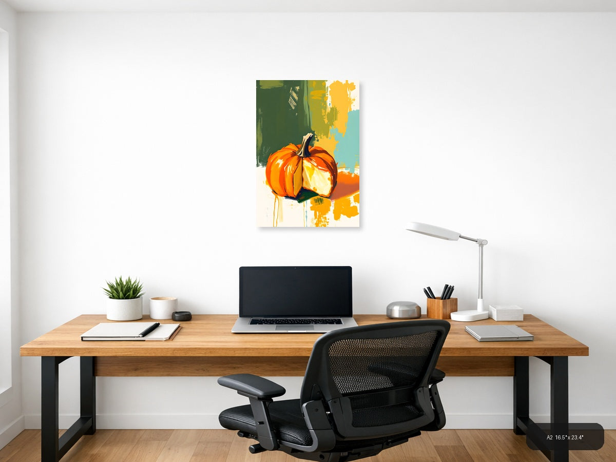 Abstract Orange Pumpkin Modern Autumn Wall Art — A2 / Office
