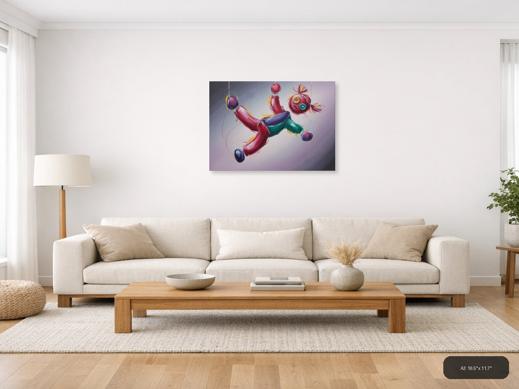 Vibrant Abstract Floating Objects Landscape Wall Art — A3 / Living Room