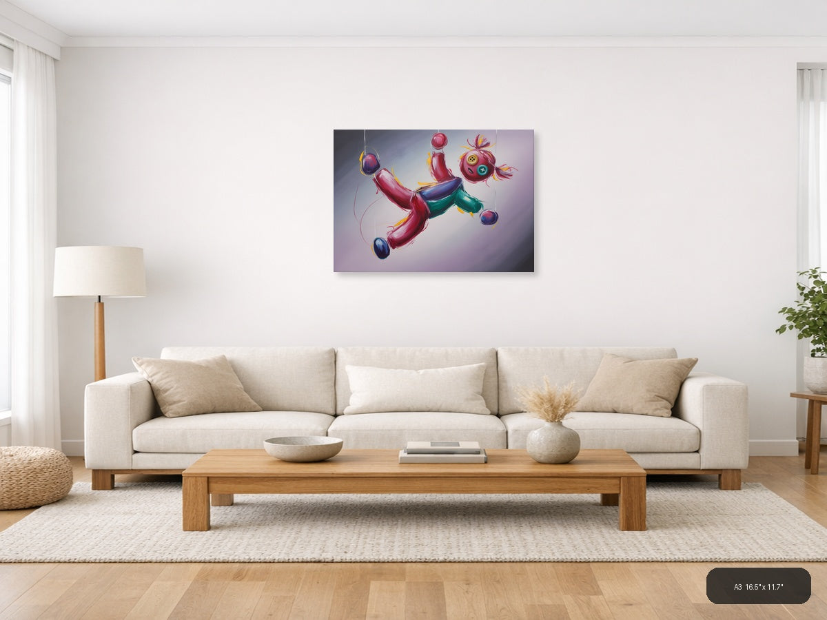 Vibrant Abstract Floating Objects Landscape Wall Art — A3 / Living Room