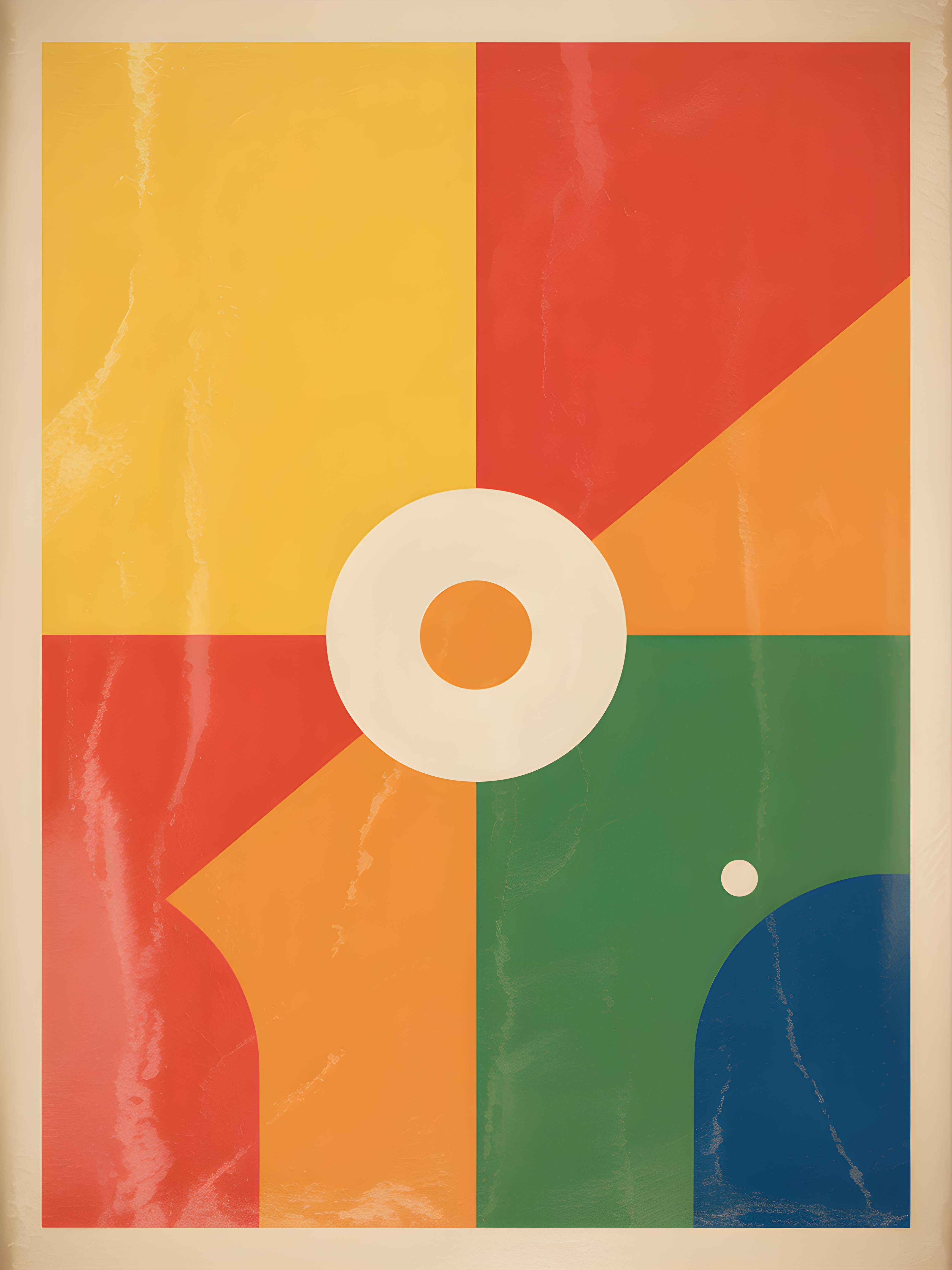 Vintage Retro Abstract Geometric Color Blocks Wall Art