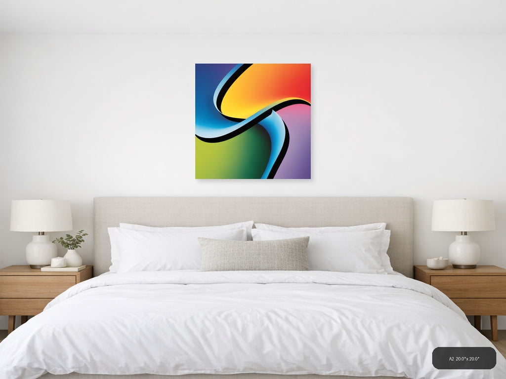 Colorful Abstract Wave Photography Wall Art — A2 / Bedroom