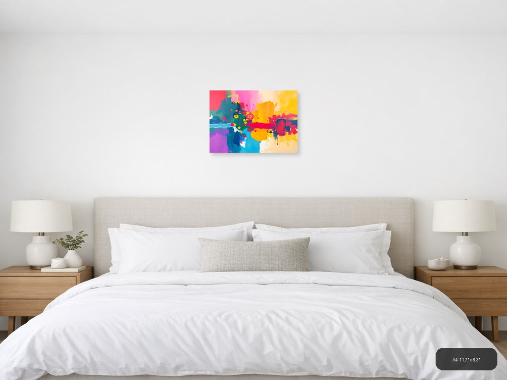Vibrant Abstract Landscape Colorful Modern Wall Art — A4 / Bedroom