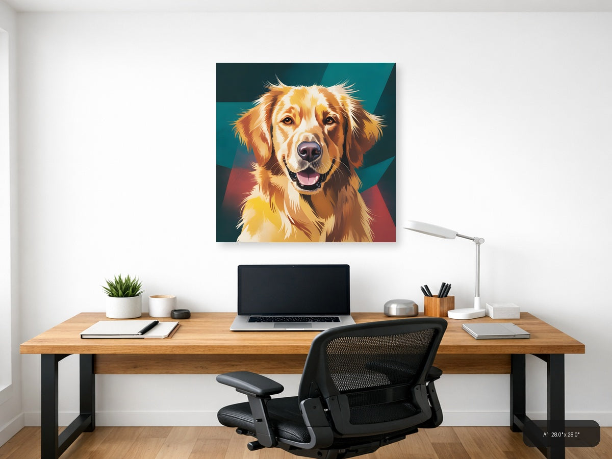 Golden Retriever Pop Art Portrait - Abstract Wall Art — A1 / Office