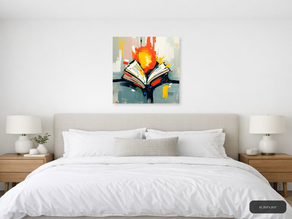 Abstract Open Book with Colorful Splashes Wall Art — A2 / Bedroom