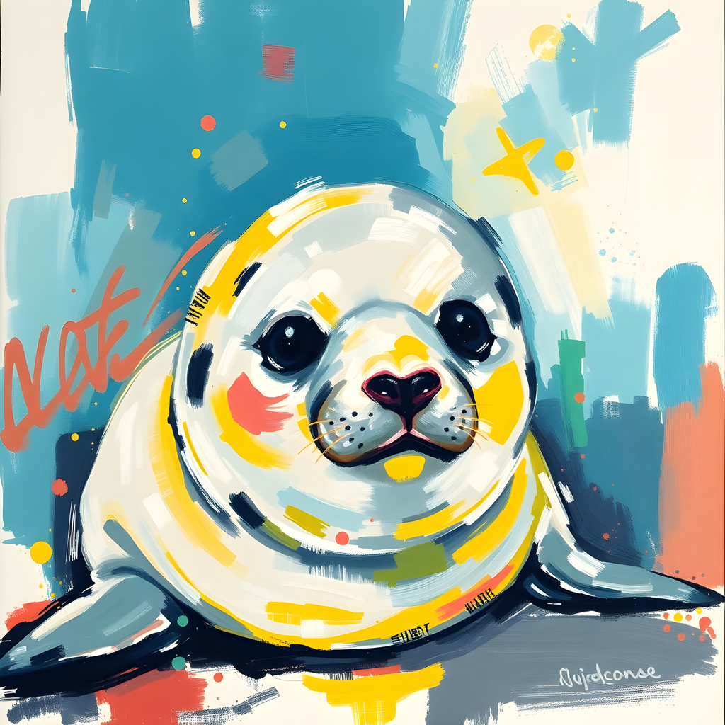 Cute Seal Abstract Modern Pop Art Wall Art