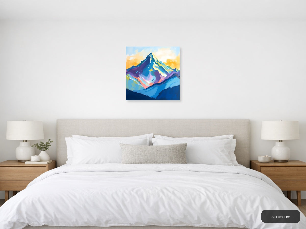 Colorful Abstract Mountain Peak Canvas Wall Art — A3 / Bedroom