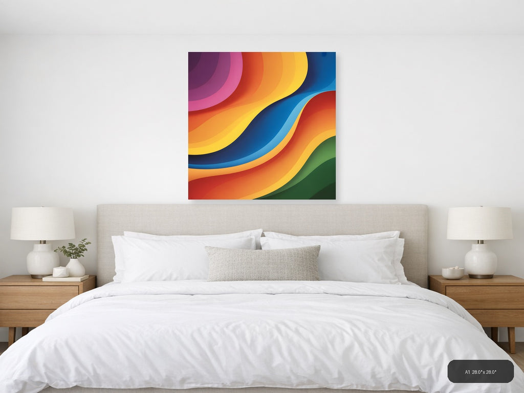 Colorful Abstract Layered Waves Photography Wall Art — A1 / Bedroom