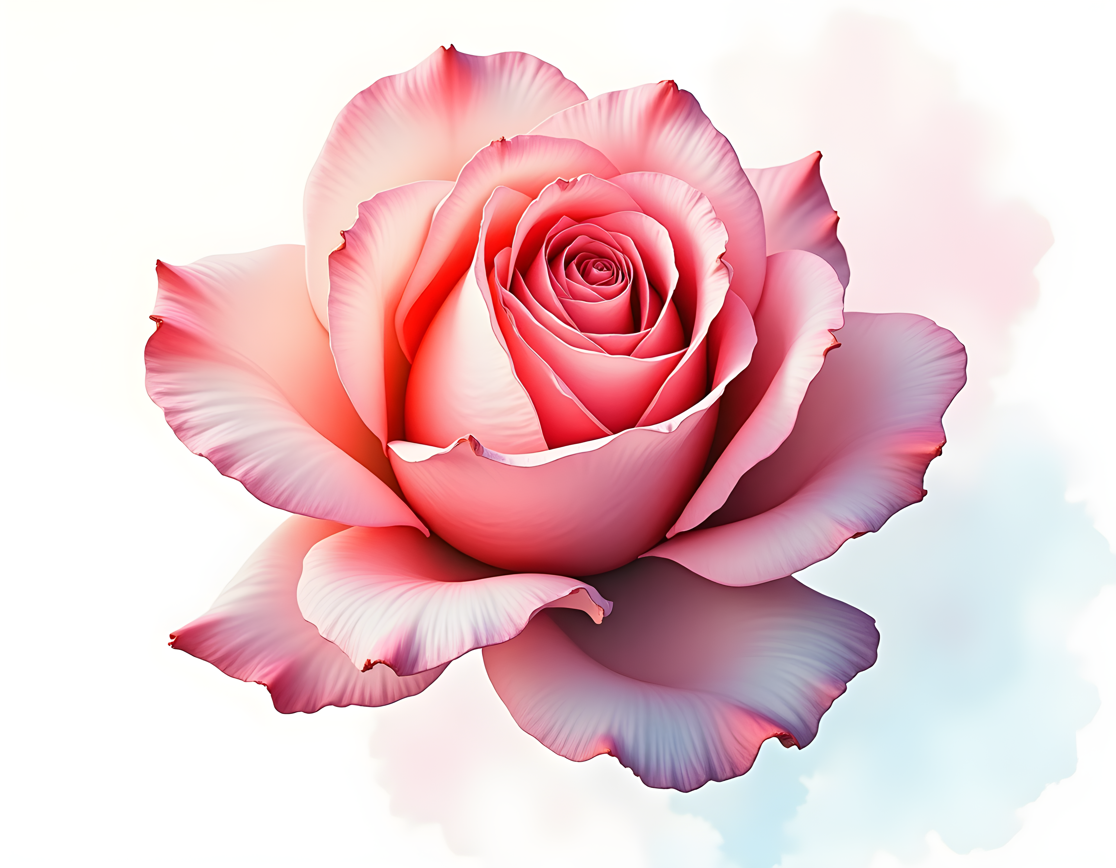 Pink Watercolor Rose Bloom Wall Art