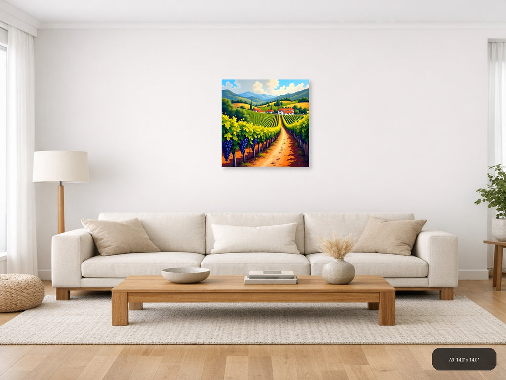 Tuscan Vineyard Landscape Abstract Wall Art — A3 / Living Room