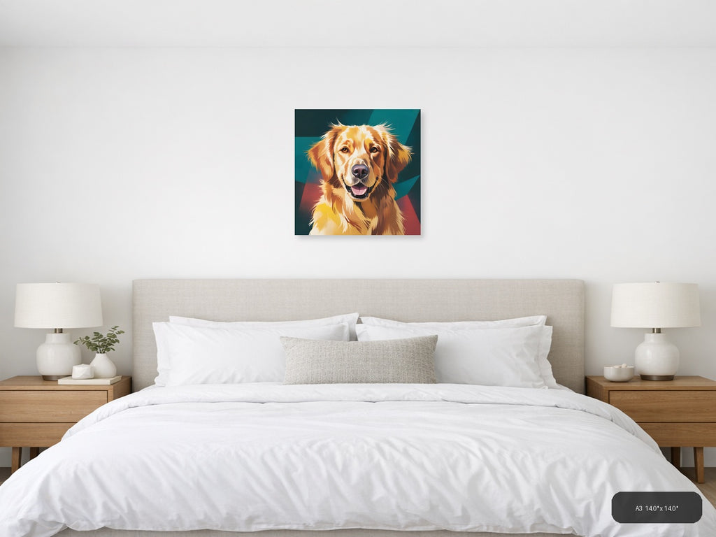 Golden Retriever Pop Art Portrait - Abstract Wall Art — A3 / Bedroom
