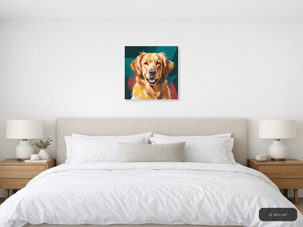 Golden Retriever Pop Art Portrait - Abstract Wall Art — A3 / Bedroom