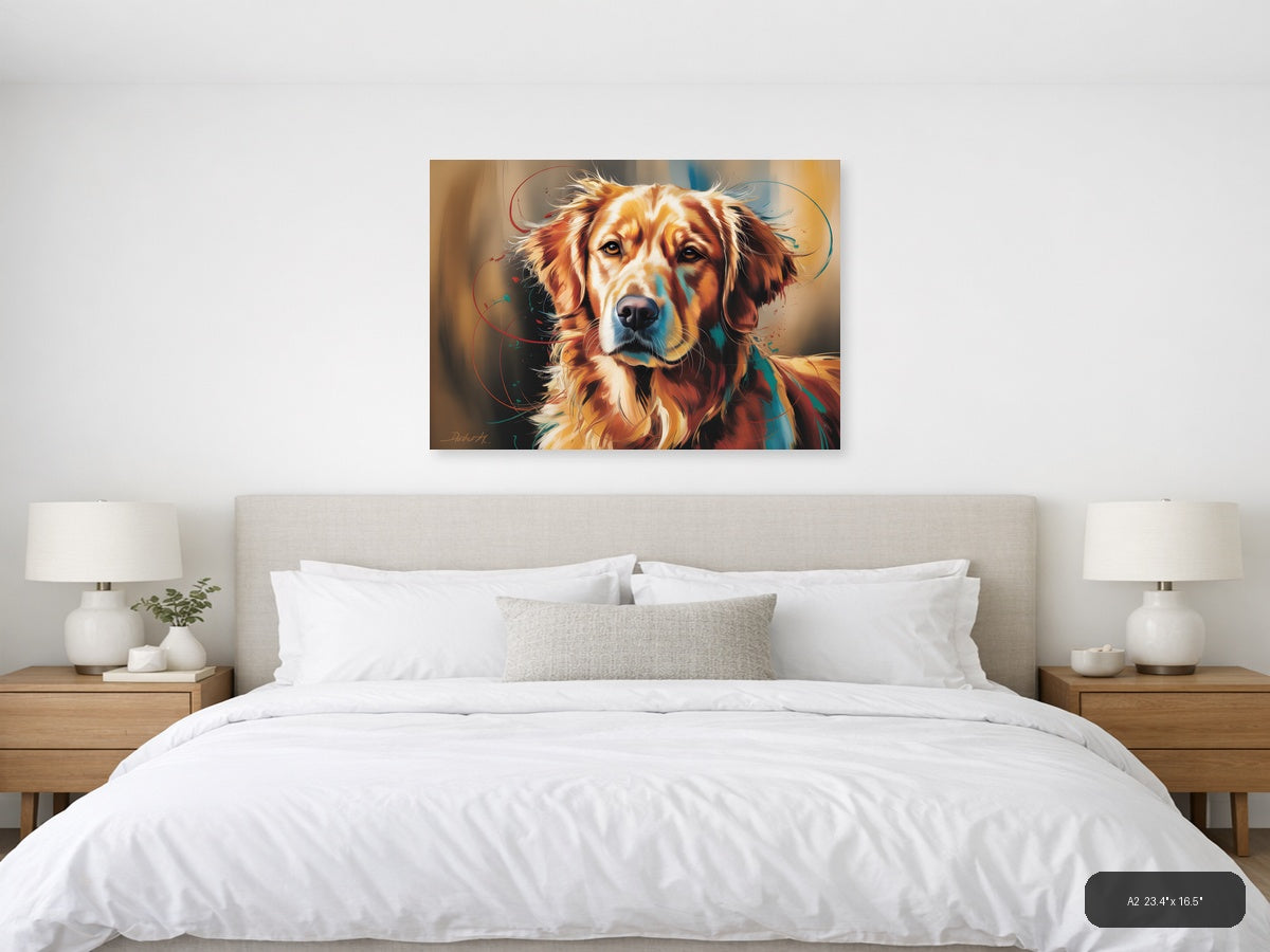 Abstract Golden Retriever Portrait - Modern Dog Wall Art — A2 / Bedroom