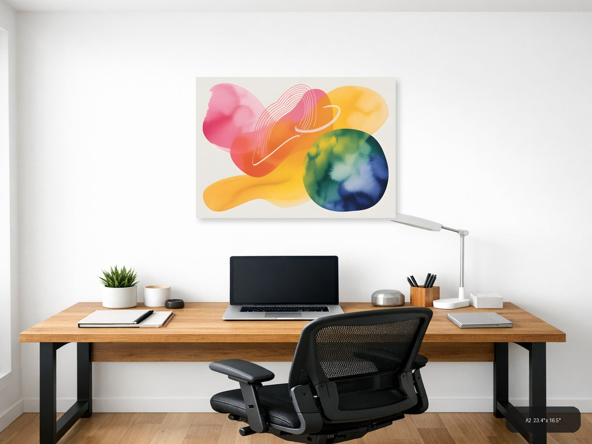 Colorful Abstract Watercolor Landscape Wall Art — A2 / Office