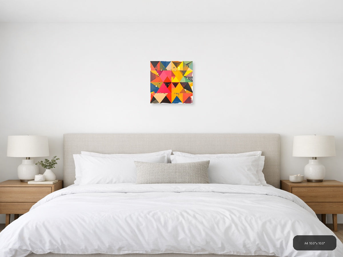 Vibrant Geometric Triangle Abstract Colorful Wall Art — A4 / Bedroom
