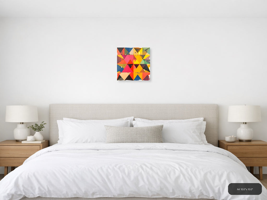 Colorful Geometric Triangle Abstract Wall Art — A4 / Bedroom