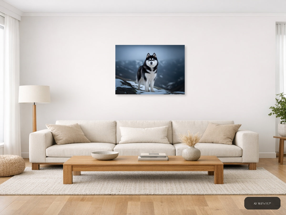 Husky in Mountain Snow Storm - Wildlife Photography Wall Art — A3 / Living Room