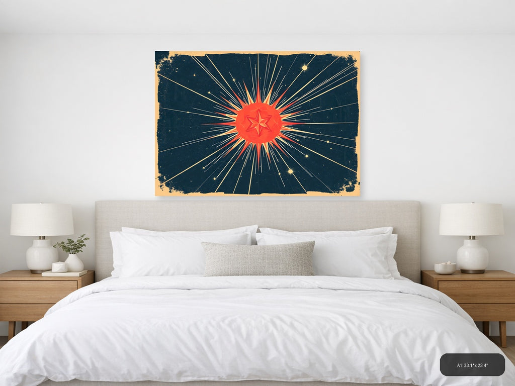 Vintage Radiant Star Burst Retro Wall Art — A1 / Bedroom