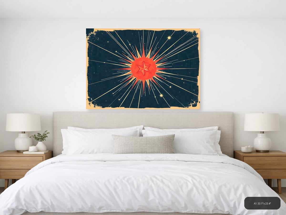 Vintage Radiant Star Burst Retro Wall Art — A1 / Bedroom