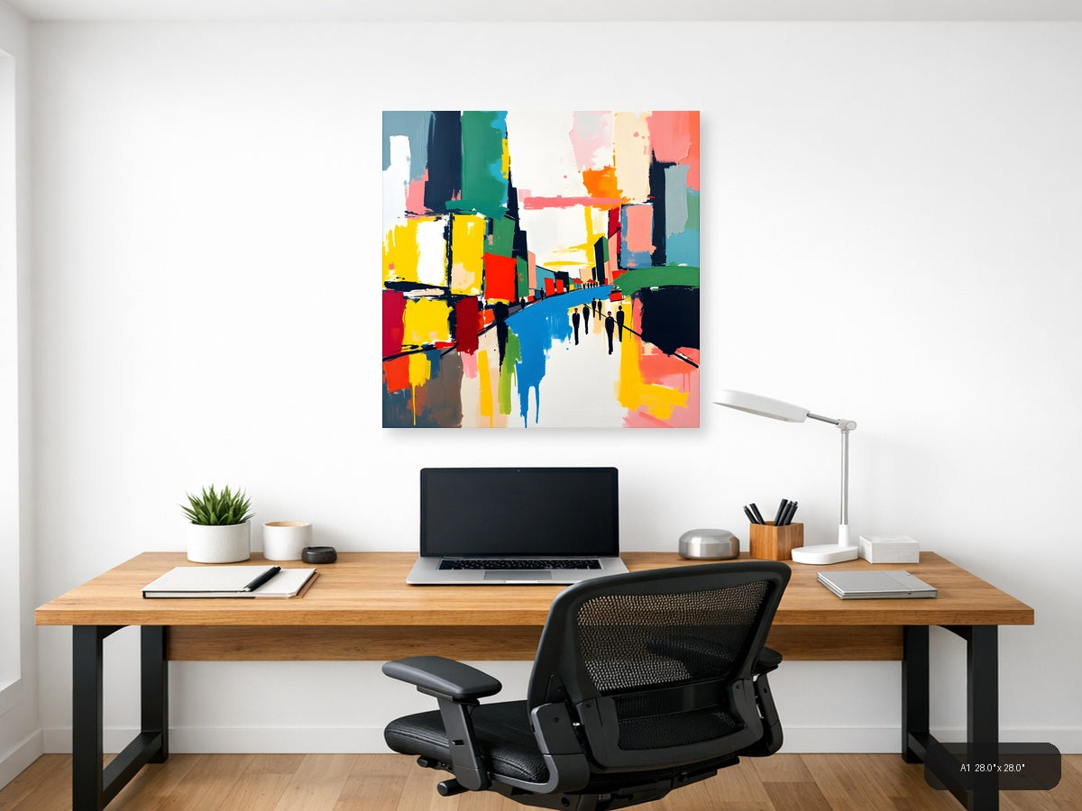 Colorful Abstract Urban Street Scene Wall Art — A1 / Office