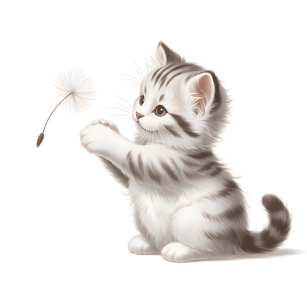 Cute Kitten with Dandelion Minimalist Wall Art