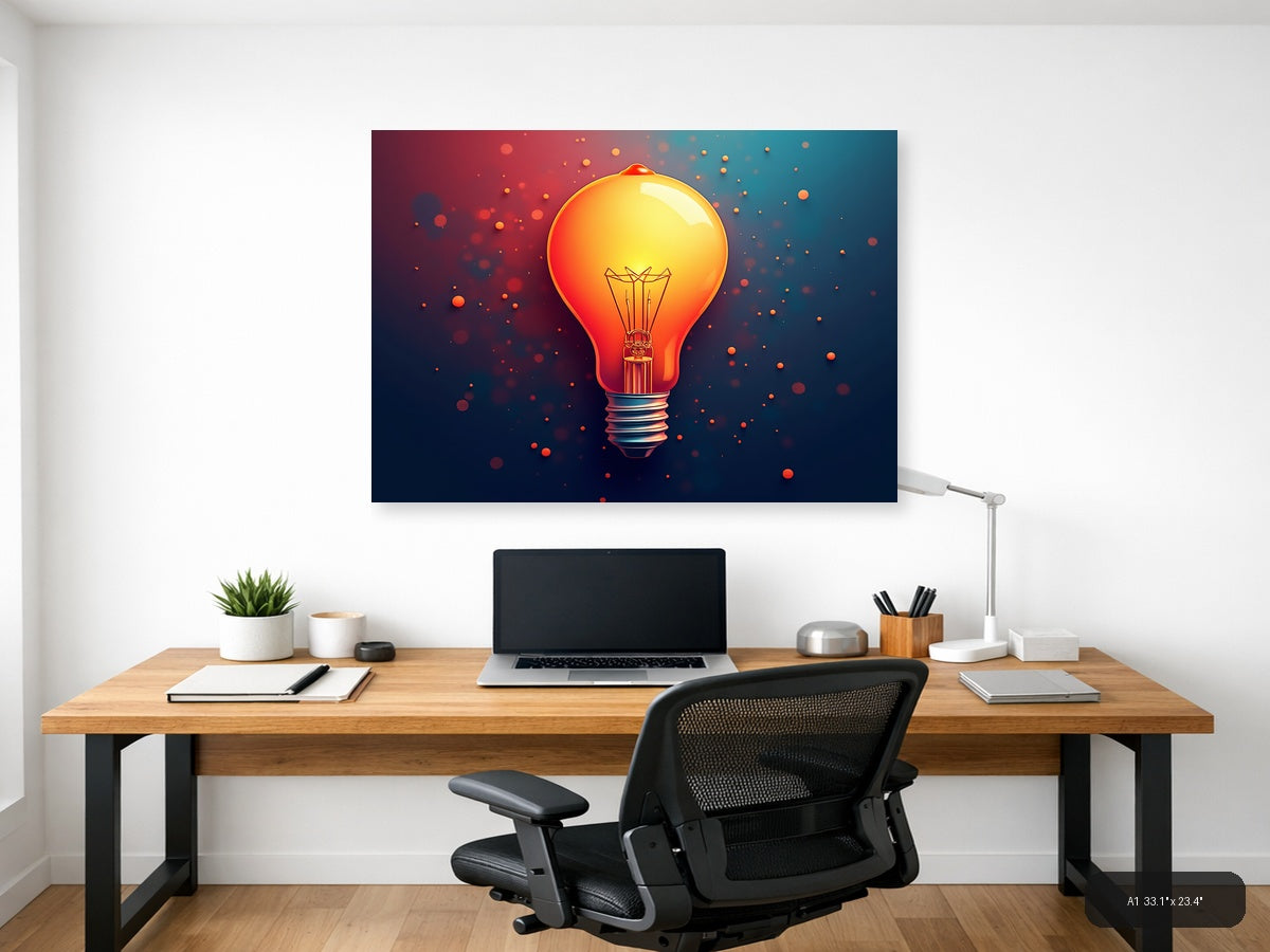 Glowing Light Bulb Abstract Modern Wall Art — A1 / Office