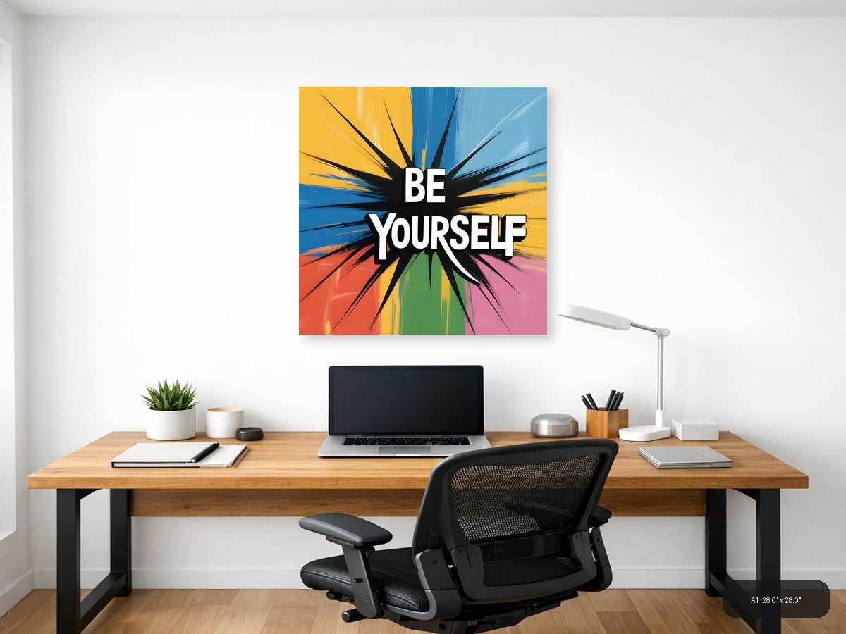 Colorful Abstract Sunburst Rainbow Wall Art — A1 / Office