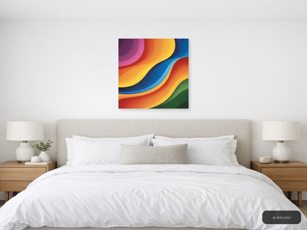 Colorful Abstract Layered Waves Photography Wall Art — A2 / Bedroom